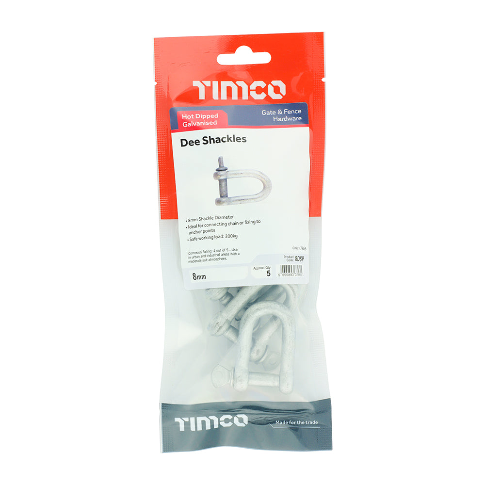 TIMCO Dee Shackles Hot Dipped Galvanised - 8mm - Image