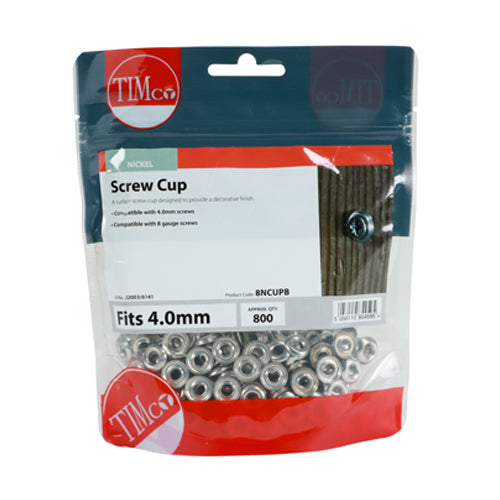 TIMCO Screw Cups Nickel - To fit 8 Gauge Screws - Image