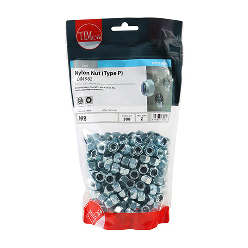 TIMCO Nylon Insert Nuts Type P DIN982 Silver - M8 - Image