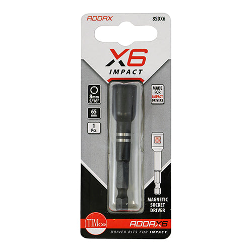 TIMCO X6 Impact Magnetic Socket Driver - 8mm x 65mm - Image