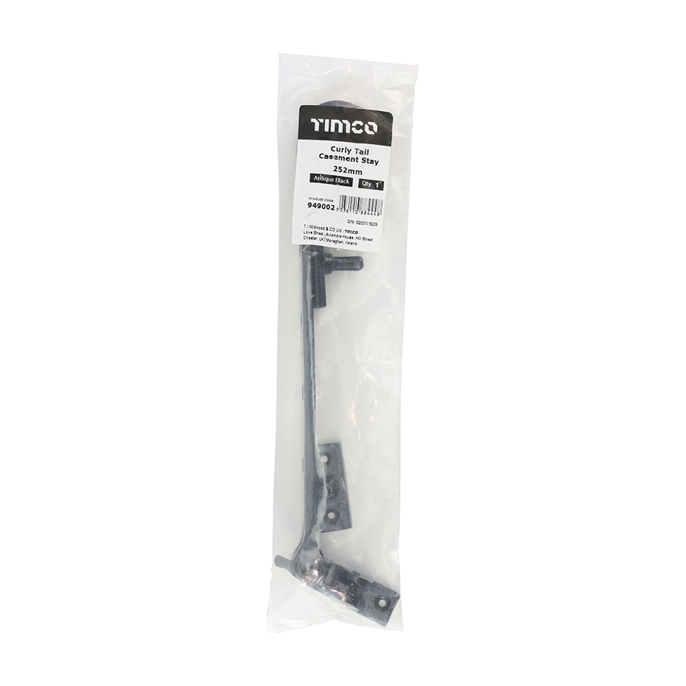 TIMCO Curly Tail Casement Stay - Antique Black - 252mm - Image