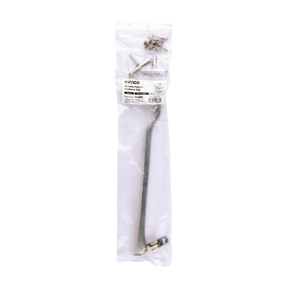 TIMCO Victorian Pattern Casement Stay - Satin Chrome - 240mm - Image