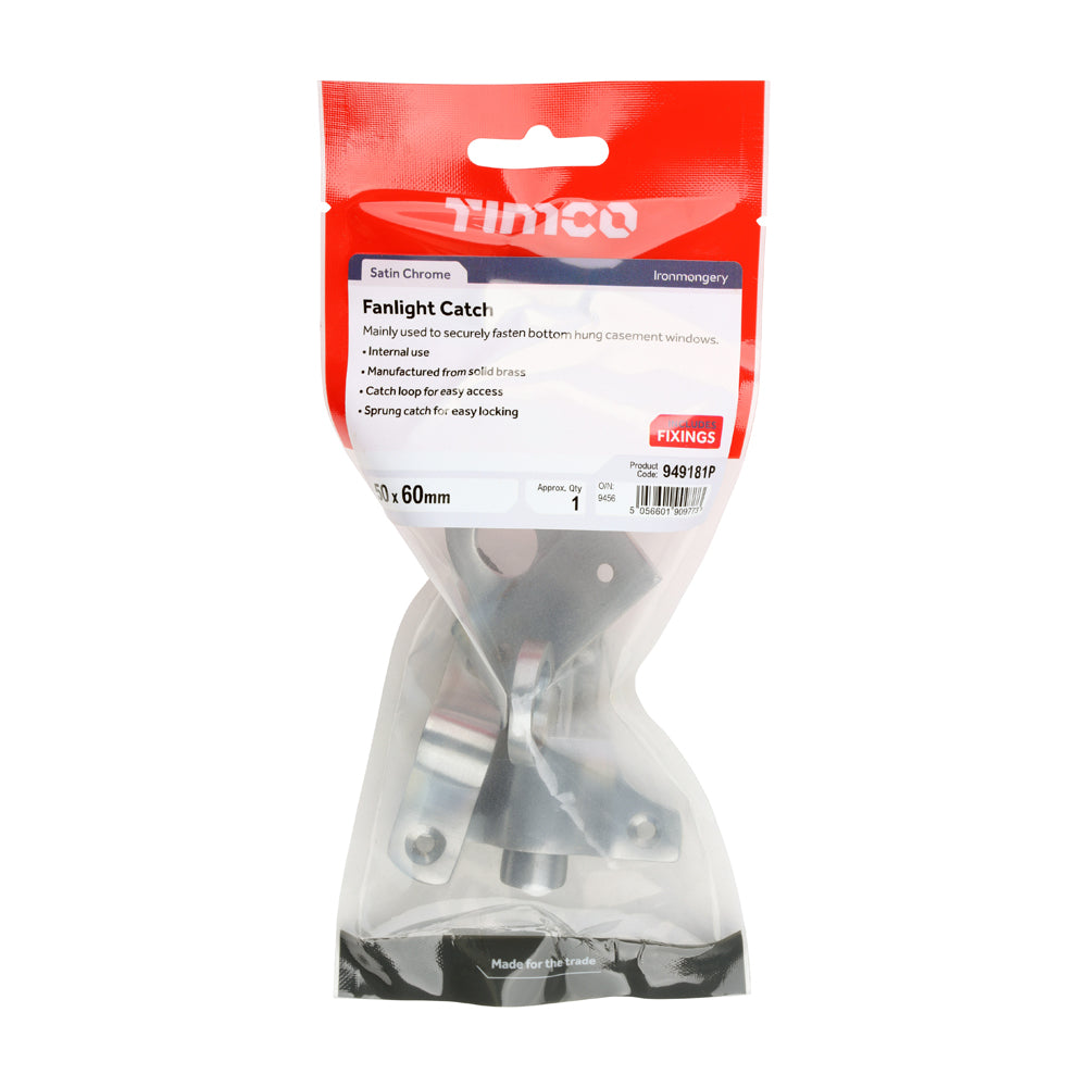 TIMCO Fanlight Catch - Satin Chrome - 50 x 60mm - Image