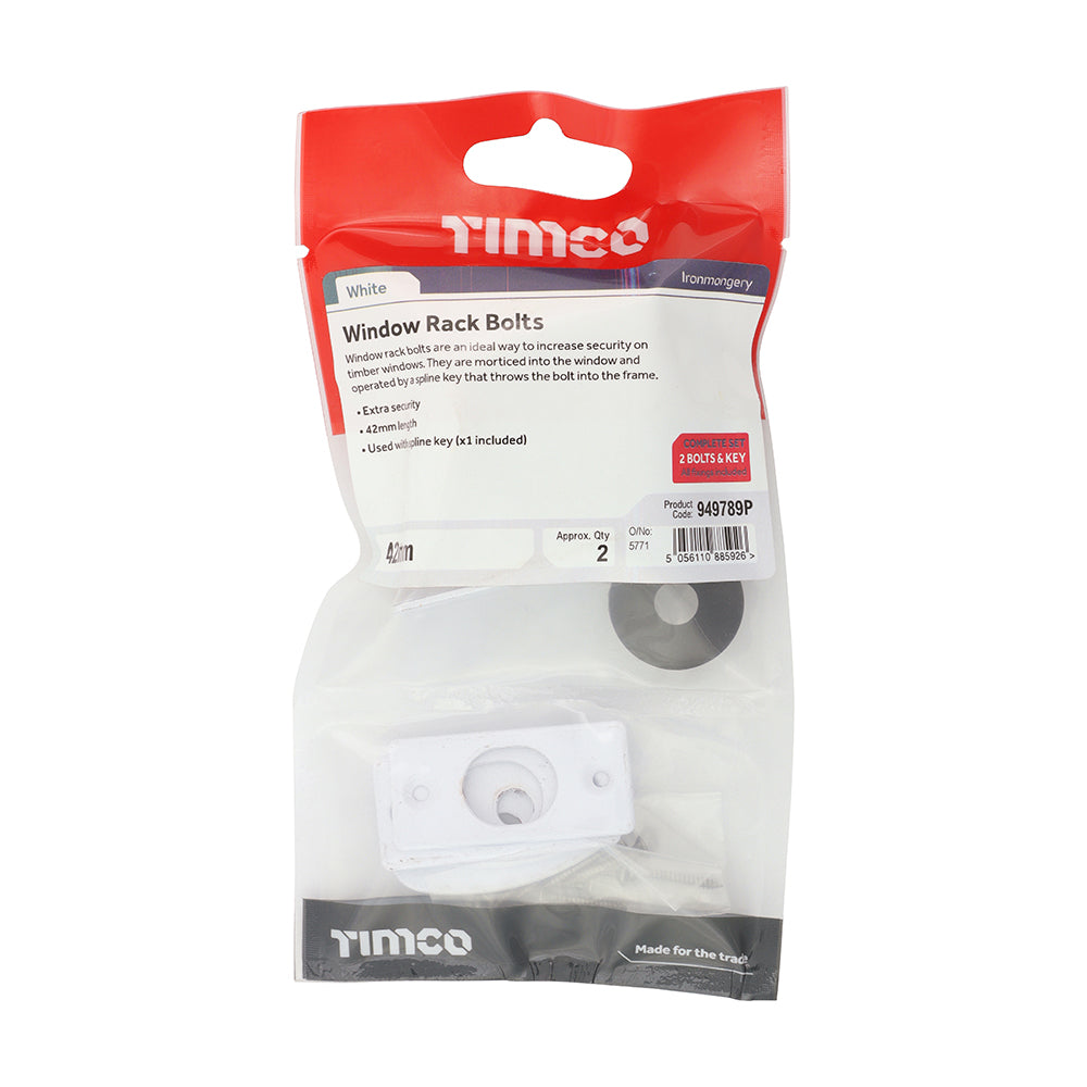 TIMCO Window Rack Bolts White - 42mm - Image