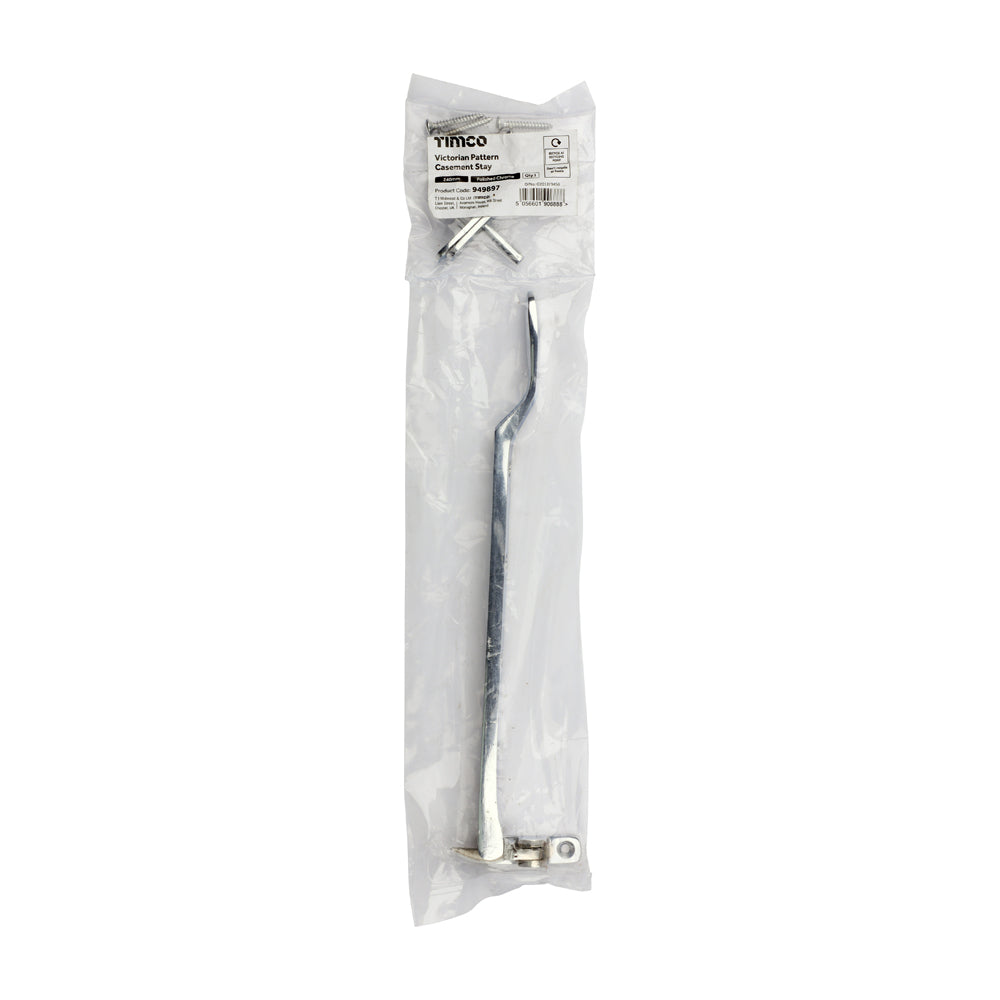TIMCO Victorian Pattern Casement Stay - Polished Chrome - 240mm - Image