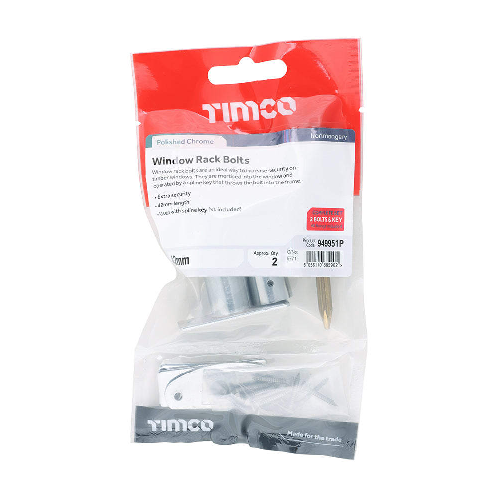 TIMCO Window Rack Bolts Polished Chrome - 42mm - Image