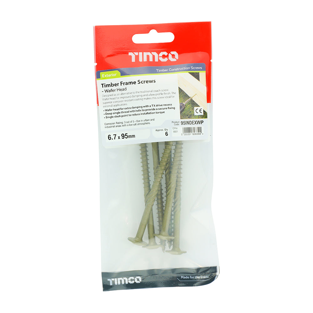 TIMCO Wafer Head Exterior Green Timber Screws - 6.7 x 95 - Image