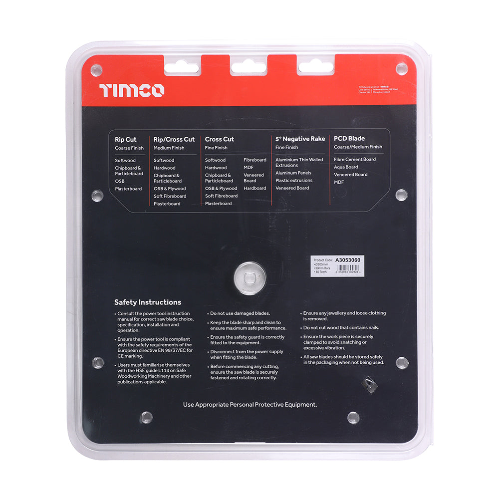 TIMCO -5° Circular Saw Blade - 305 x 30 x 60T - Image