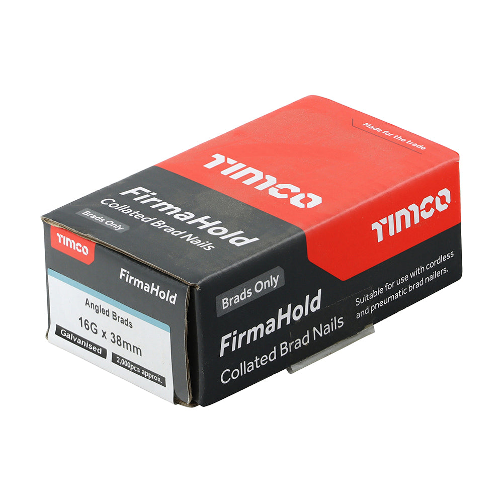 TIMCO FirmaHold Collated 16 Gauge Angled Galvanised Brad Nails - 16g x 38 - Image