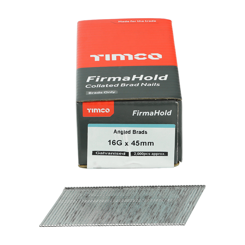 TIMCO FirmaHold Collated 16 Gauge Angled Galvanised Brad Nails - 16g x 45 - Image