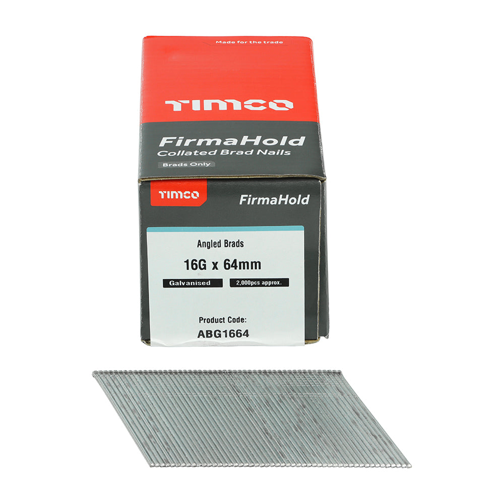 TIMCO FirmaHold Collated 16 Gauge Angled Galvanised Brad Nails - 16g x 64 - Image