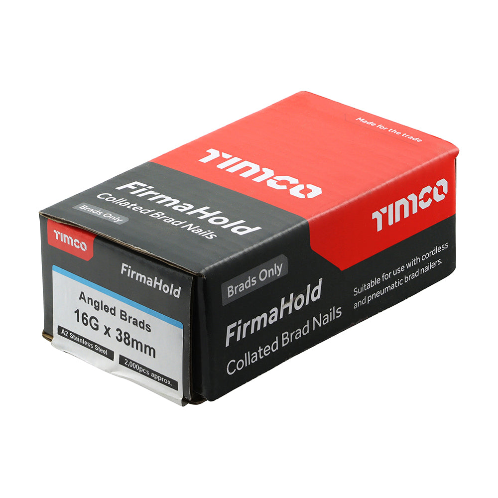 TIMCO FirmaHold Collated 16 Gauge Angled A2 Stainless Steel Brad Nails - 16g x 38 - Image