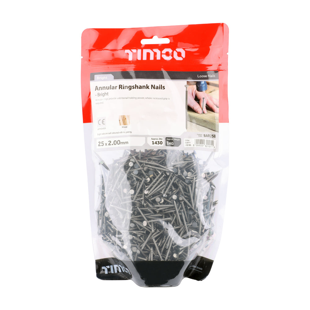 TIMCO Annular Ringshank Nails Bright - 25 x 2.00 - Image