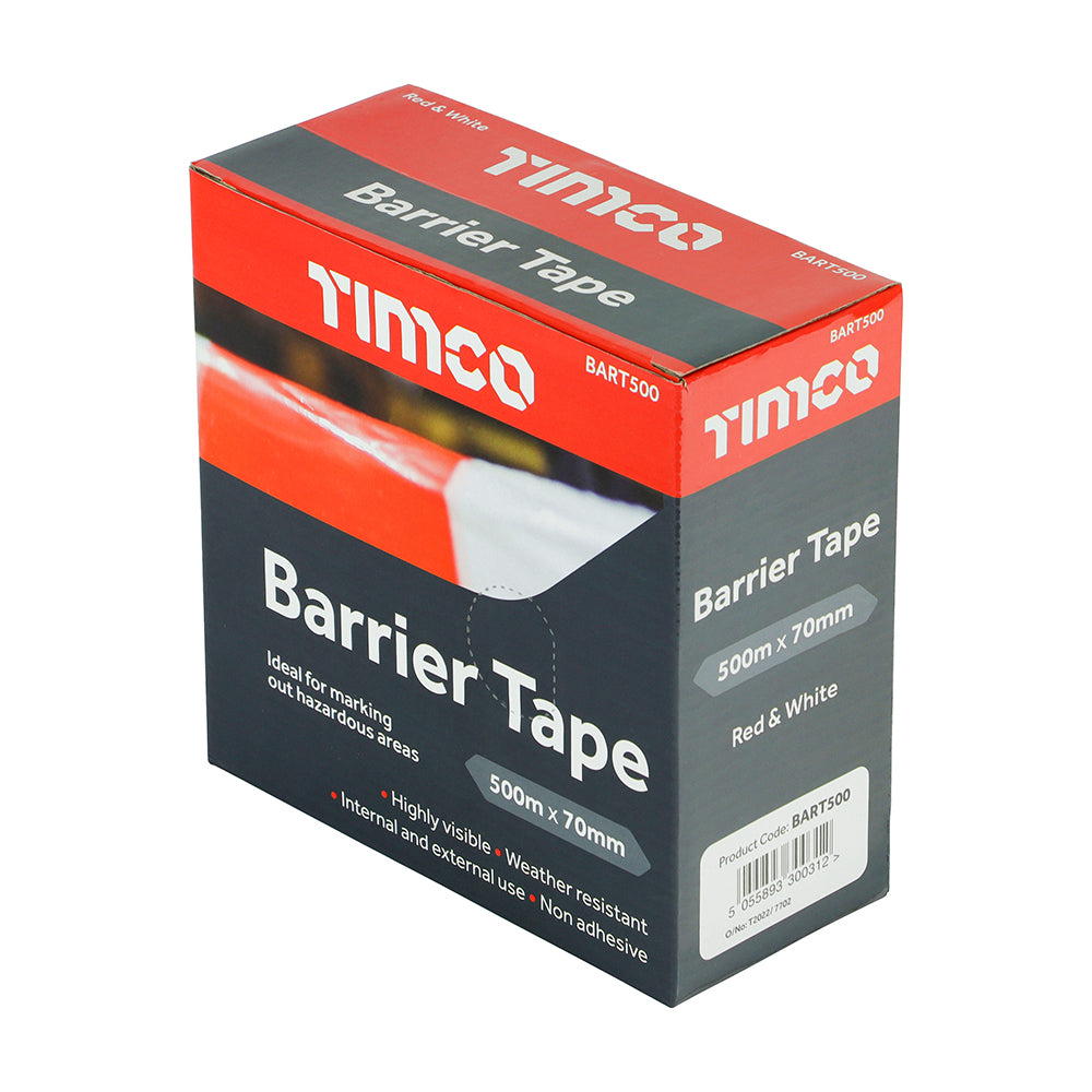 TIMCO Barrier Tape Red & White - 500m x 70mm - Image