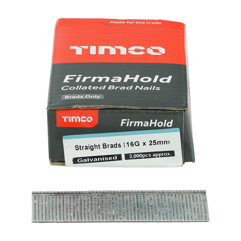TIMCO FirmaHold Collated 16 Gauge Straight Galvanised Brad Nails - 16g x 25 - Image
