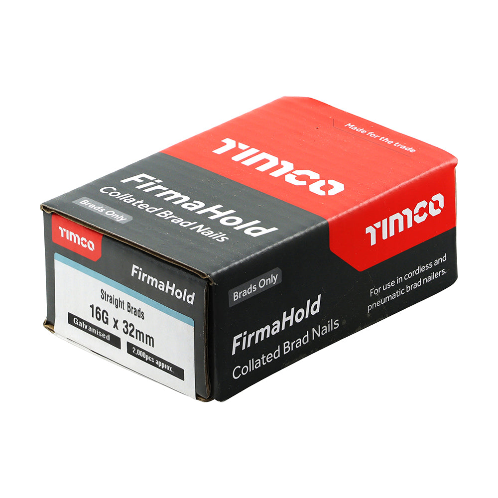 TIMCO FirmaHold Collated 16 Gauge Straight Galvanised Brad Nails - 16g x 32 - Image