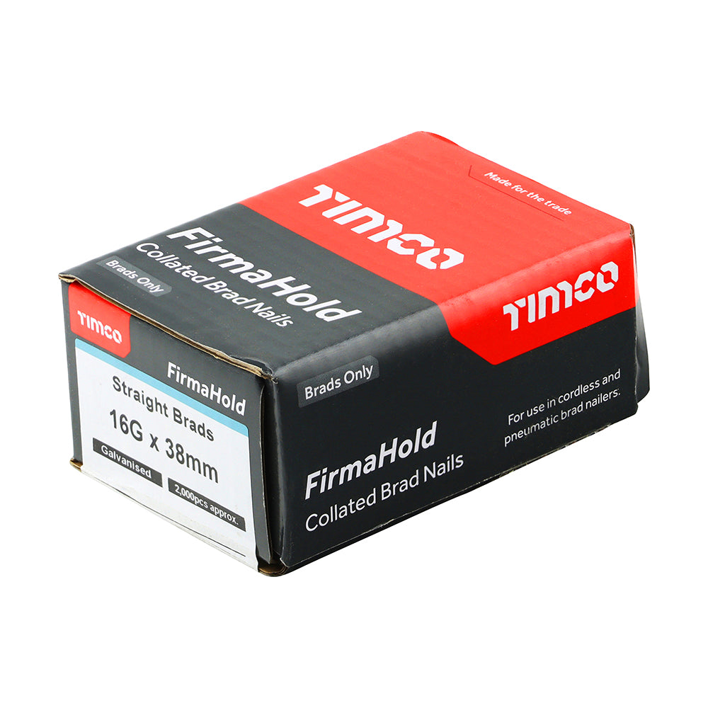 TIMCO FirmaHold Collated 16 Gauge Straight Galvanised Brad Nails - 16g x 38 - Image
