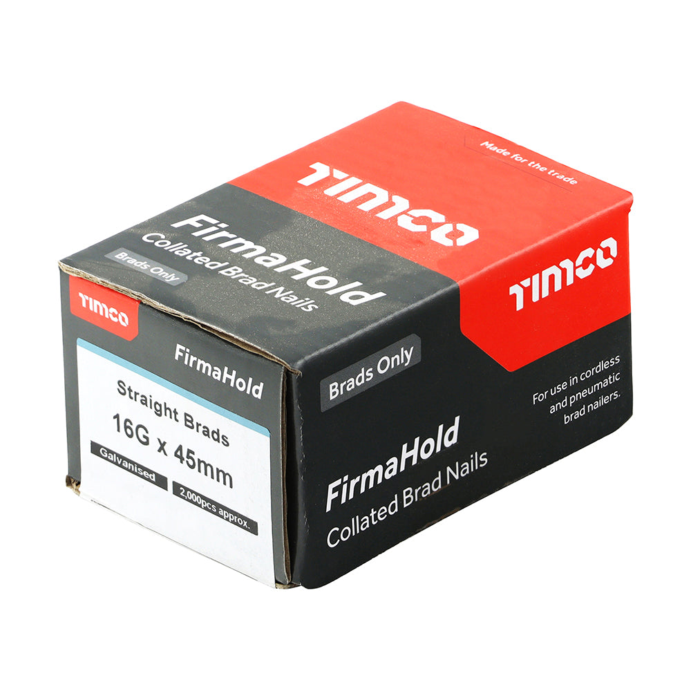 TIMCO FirmaHold Collated 16 Gauge Straight Galvanised Brad Nails - 16g x 45 - Image
