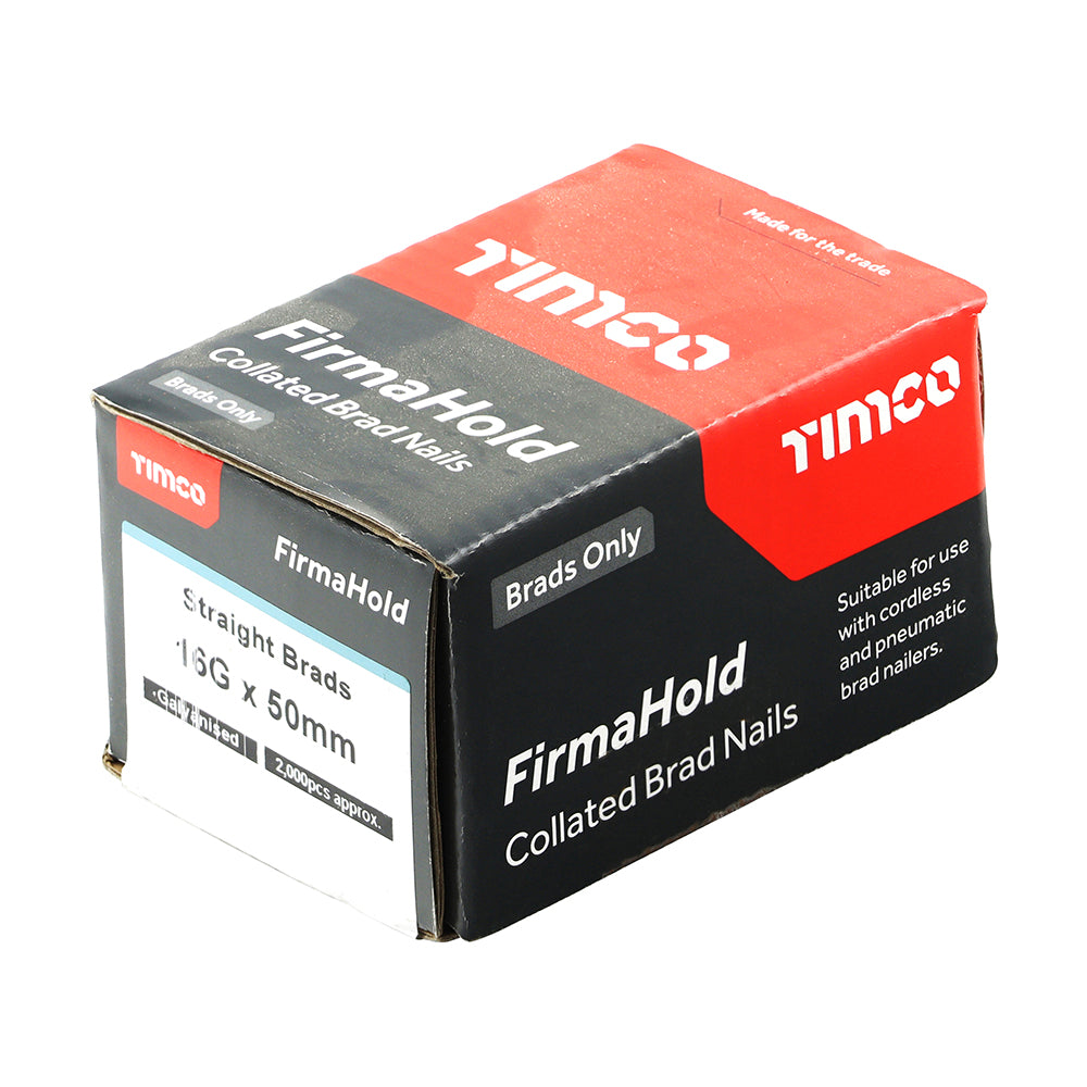 TIMCO FirmaHold Collated 16 Gauge Straight Galvanised Brad Nails - 16g x 50 - Image