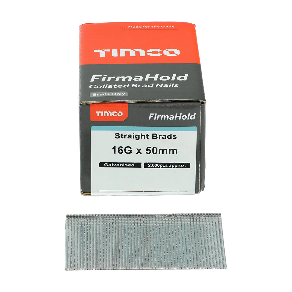TIMCO FirmaHold Collated 16 Gauge Straight Galvanised Brad Nails - 16g x 50 - Image
