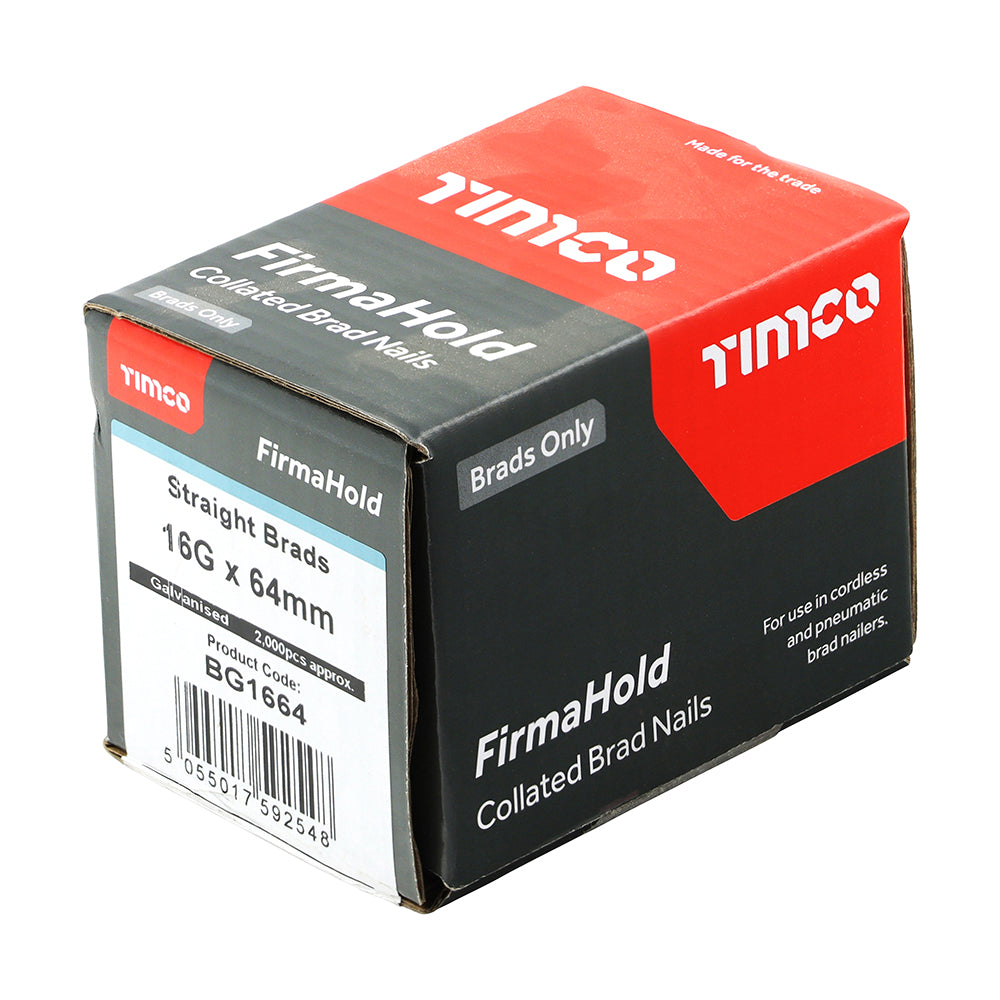 TIMCO FirmaHold Collated 16 Gauge Straight Galvanised Brad Nails - 16g x 64 - Image
