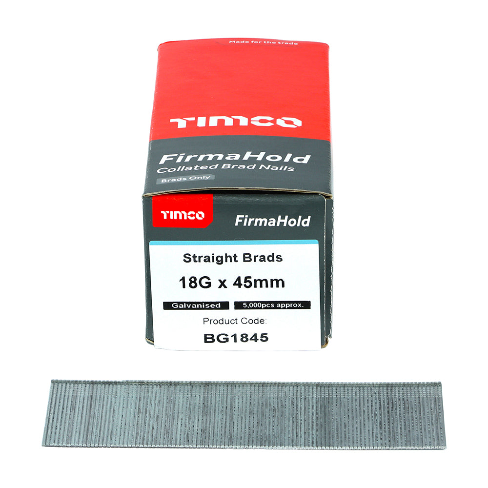 TIMCO FirmaHold Collated 18 Gauge Straight Galvanised Brad Nails - 18g x 45 - Image