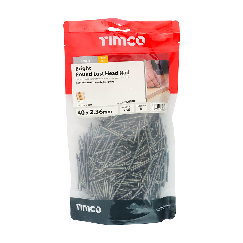 TIMCO Round Lost Head Nails Bright - 40 x 2.36 - Image