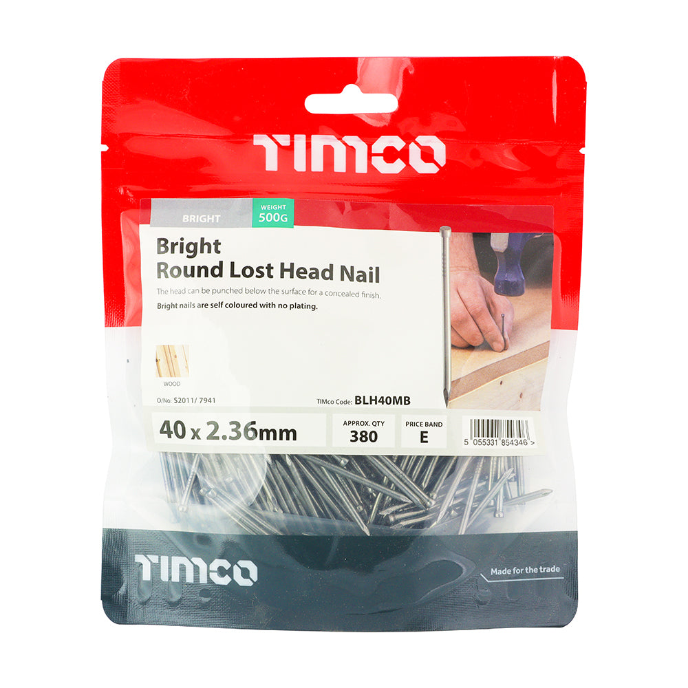 TIMCO Round Lost Head Nails Bright - 40 x 2.36 - Image