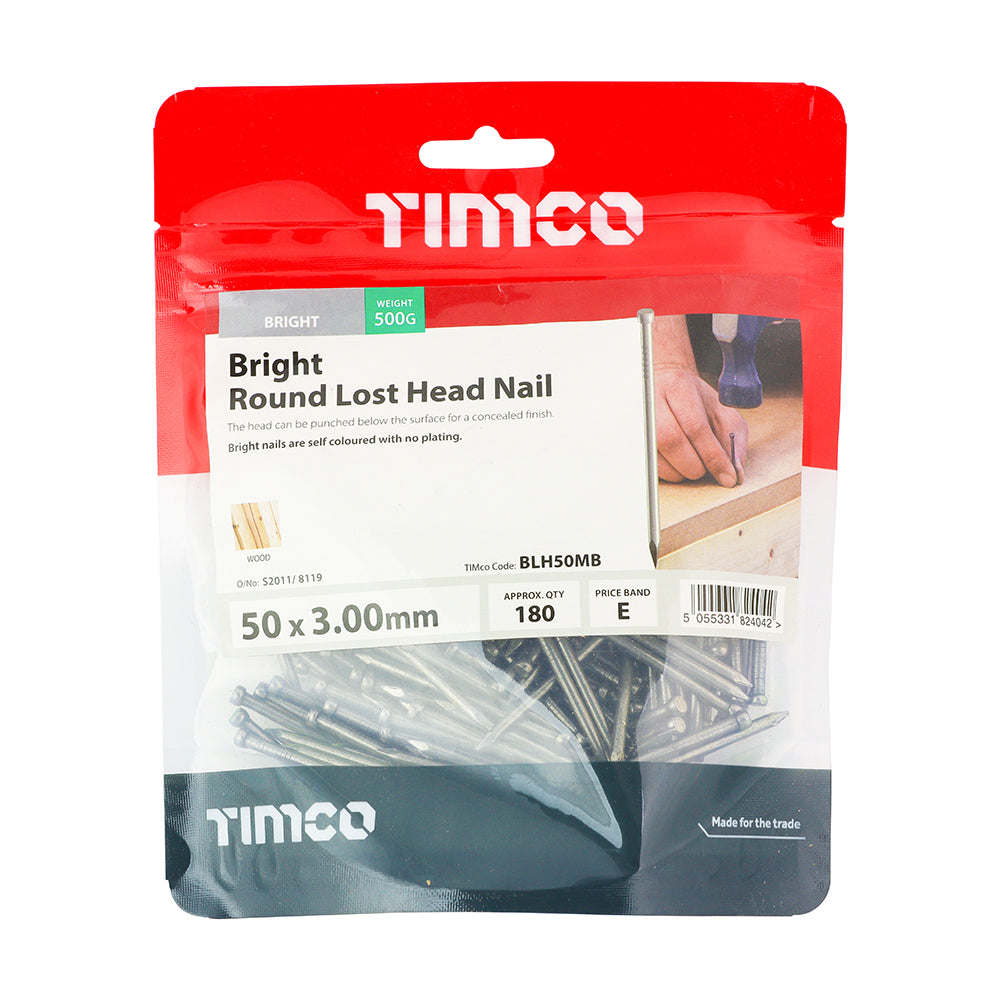 TIMCO Round Lost Head Nails Bright - 50 x 3.00 - Image