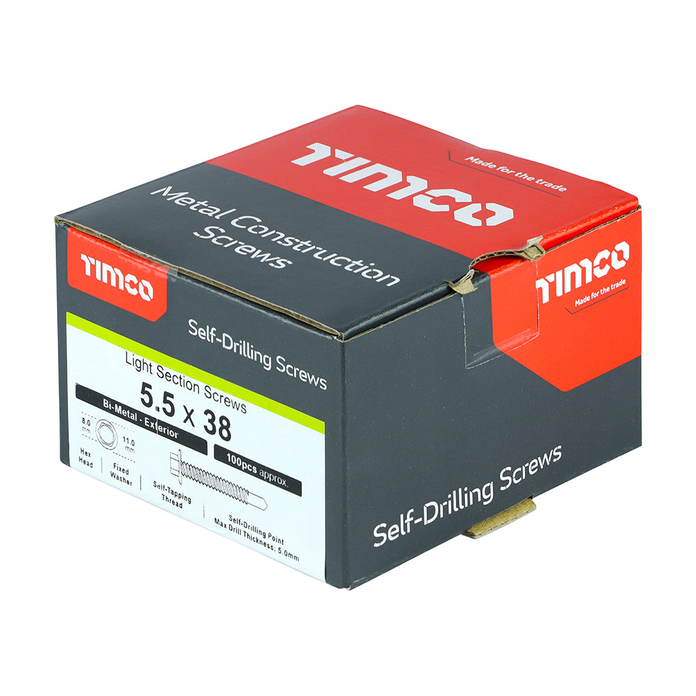 TIMCO Self-Drilling Light Section A2 Stainless Steel Bi-Metal Screws - 5.5 x 38 - Image