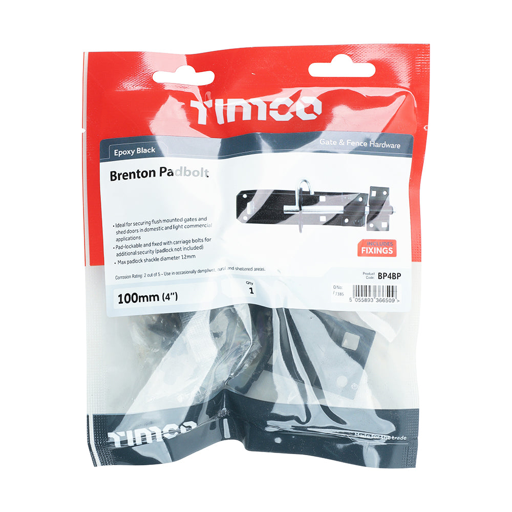 TIMCO Brenton Padbolt Black - 4" - Image