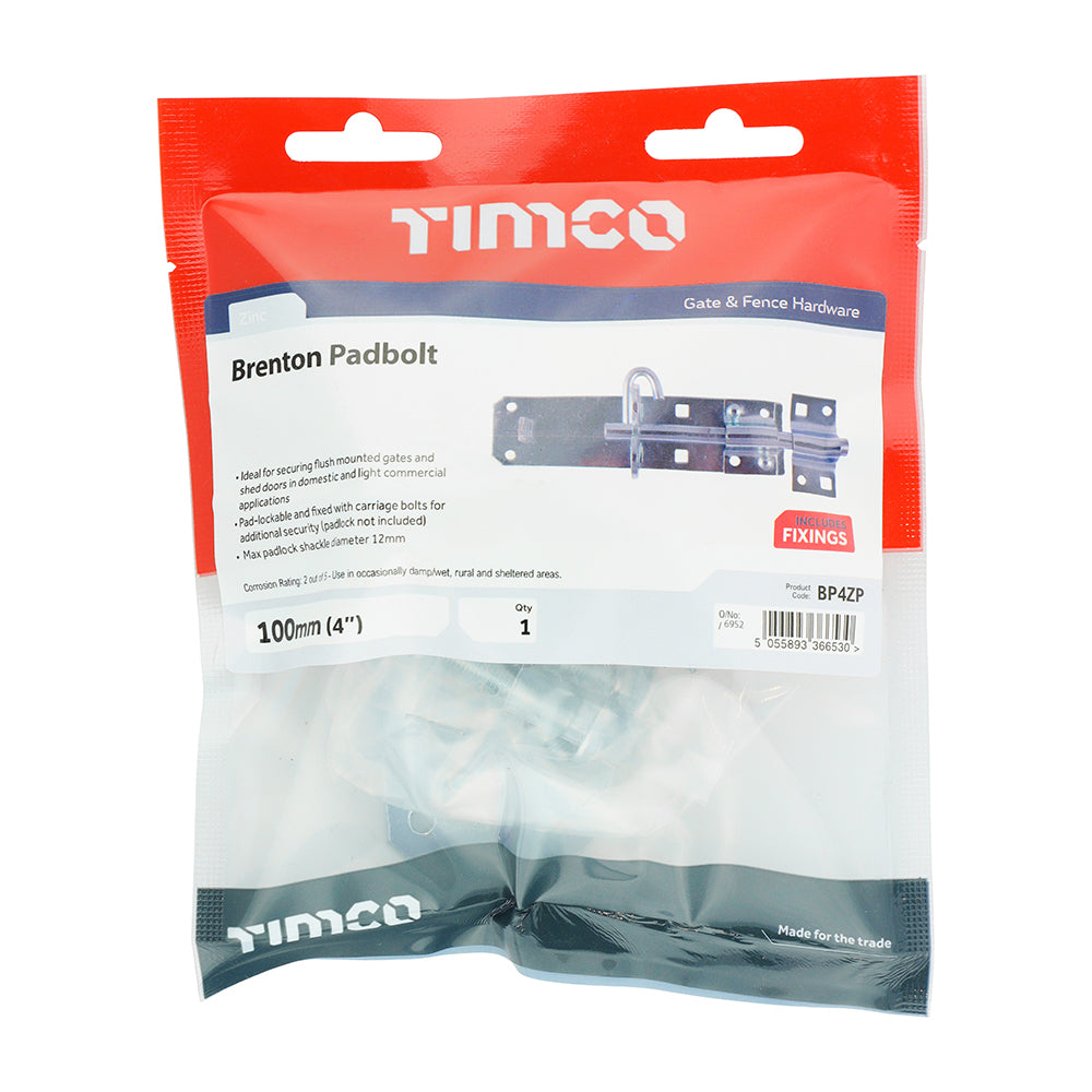 TIMCO Brenton Padbolt Silver - 4" - Image