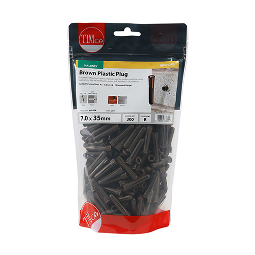 TIMCO Brown Plastic Plugs - 36mm - Image