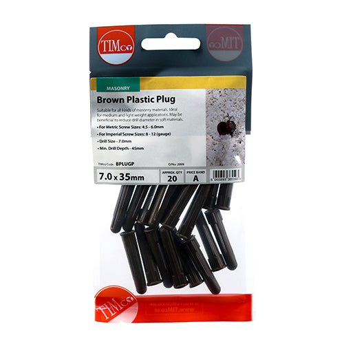 TIMCO Brown Plastic Plugs - 36mm - Image