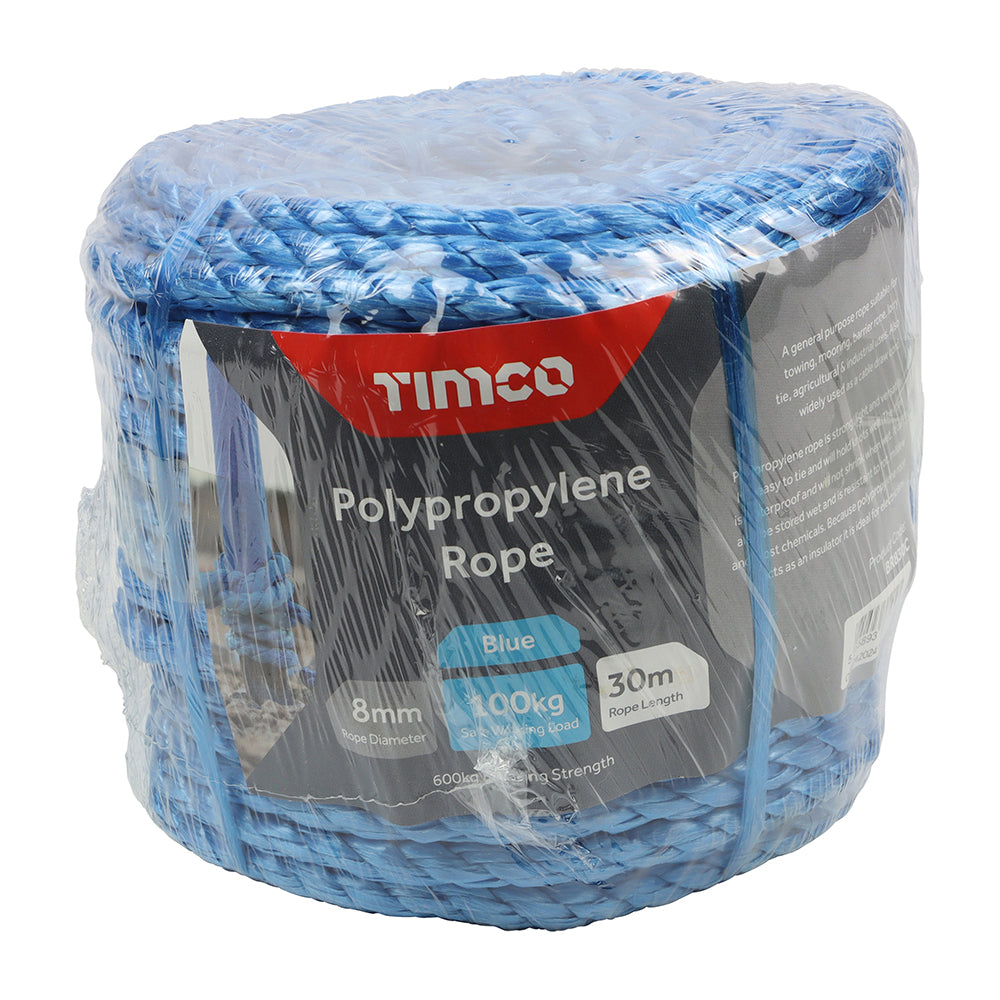 TIMCO Blue Polypropylene Rope Coil - 8mm x 30m - Image