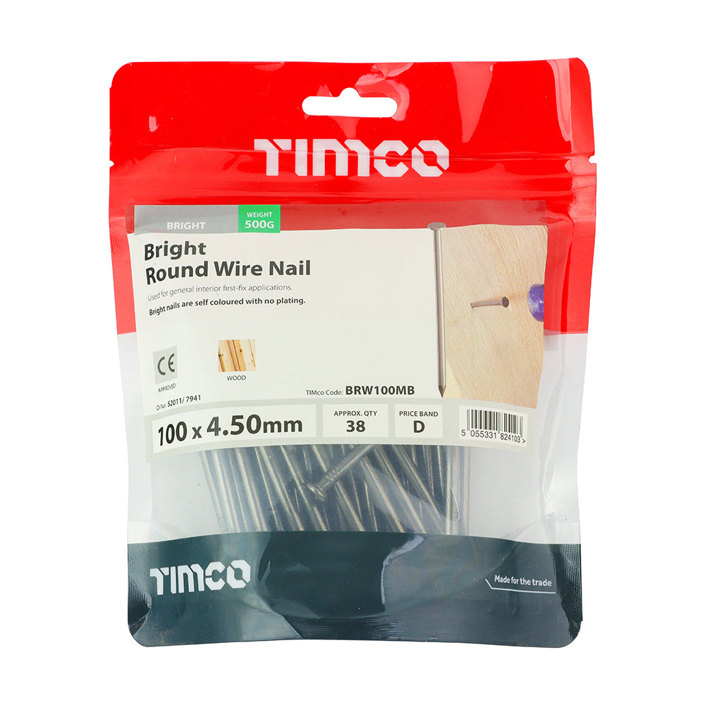 TIMCO Round Wire Nails Bright - 100 x 4.50 - Image
