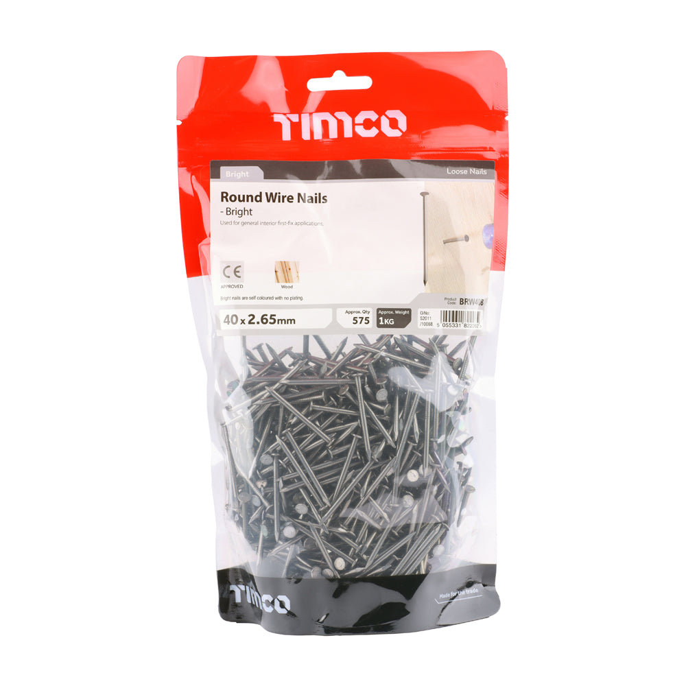 TIMCO Round Wire Nails Bright - 40 x 2.65 - Image