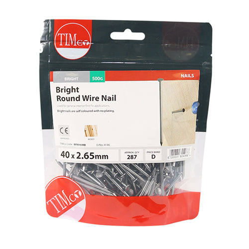 TIMCO Round Wire Nails Bright - 40 x 2.65 - Image