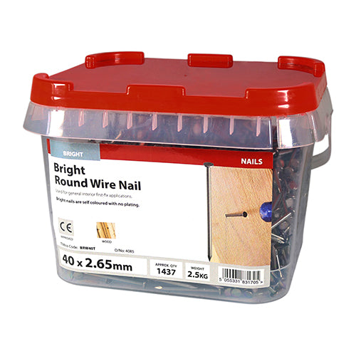 TIMCO Round Wire Nails Bright - 40 x 2.65 - Image