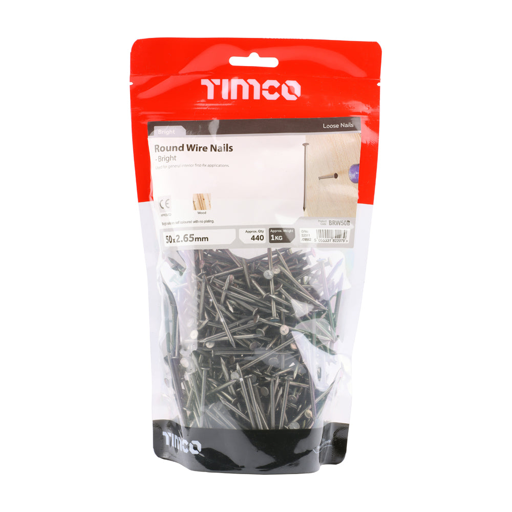 TIMCO Round Wire Nails Bright - 50 x 2.65 - Image