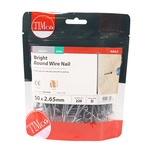 TIMCO Round Wire Nails Bright - 50 x 2.65 - Image