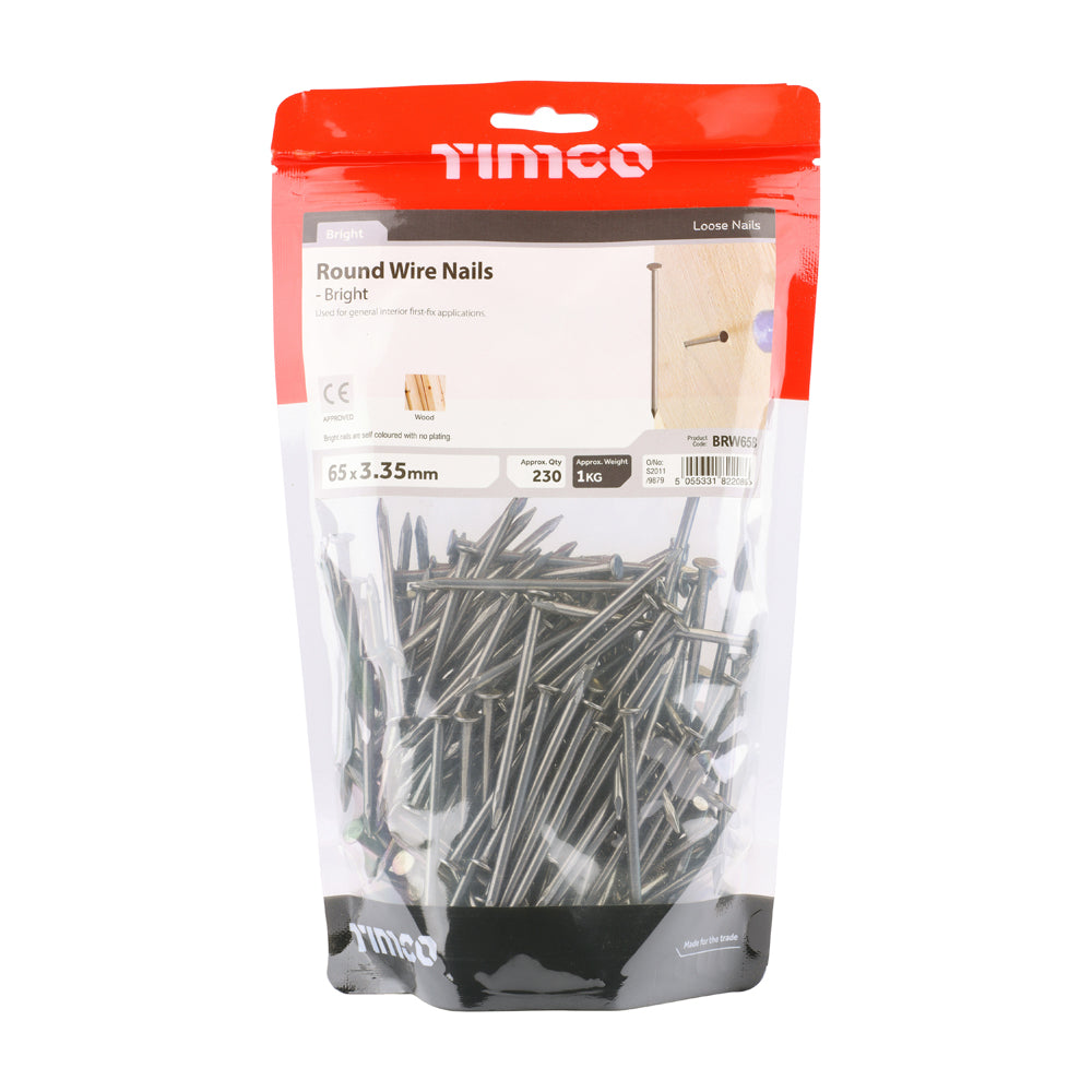 TIMCO Round Wire Nails Bright - 65 x 3.35 - Image