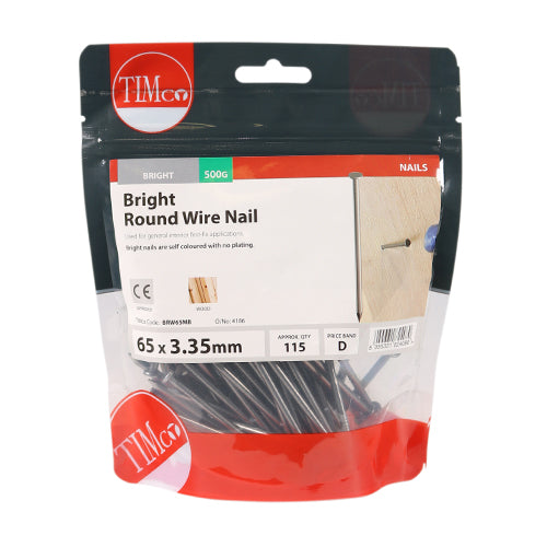 TIMCO Round Wire Nails Bright - 65 x 3.35 - Image
