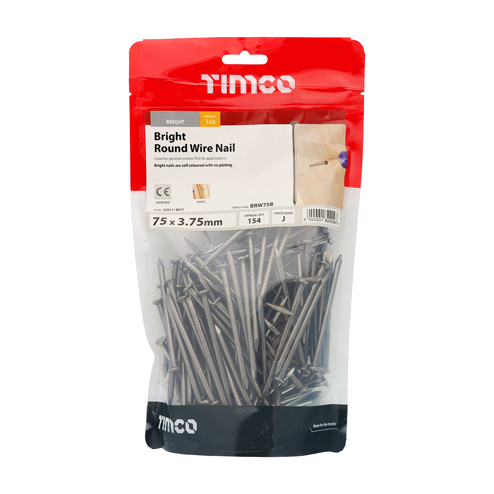 TIMCO Round Wire Nails Bright - 75 x 3.75 - Image