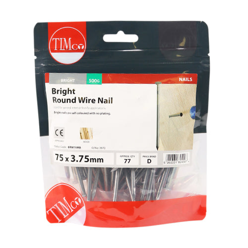 TIMCO Round Wire Nails Bright - 75 x 3.75 - Image
