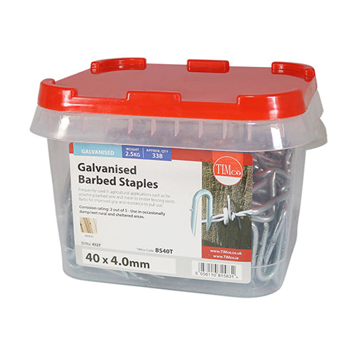 TIMCO Barbed Staples Galvanised - 40 x 4.00 - Image