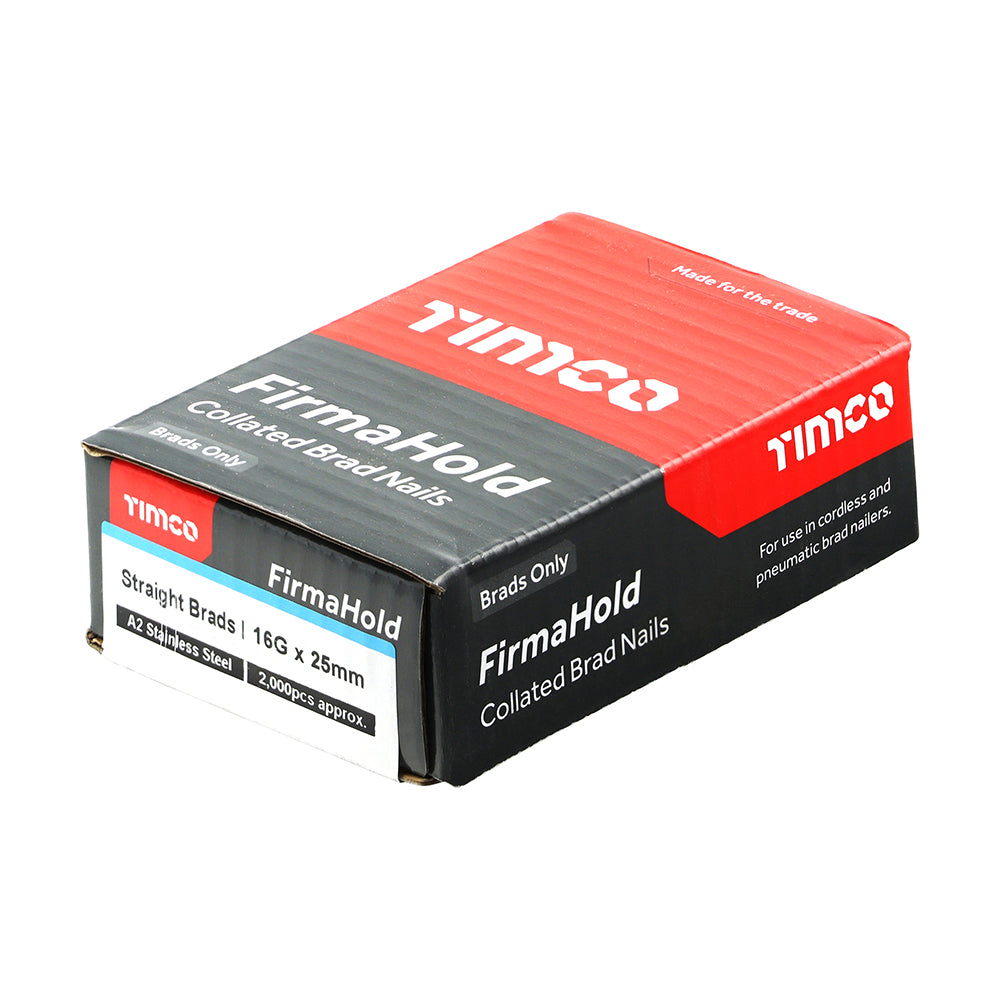 TIMCO FirmaHold Collated 16 Gauge Straight A2 Stainless Steel Brad Nails - 16g x 25 - Image