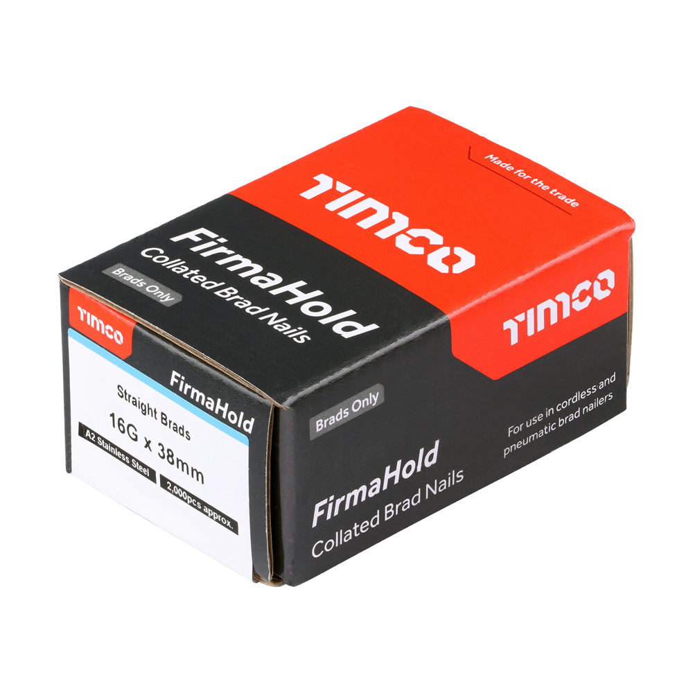 TIMCO FirmaHold Collated 16 Gauge Straight A2 Stainless Steel Brad Nails - 16g x 38 - Image