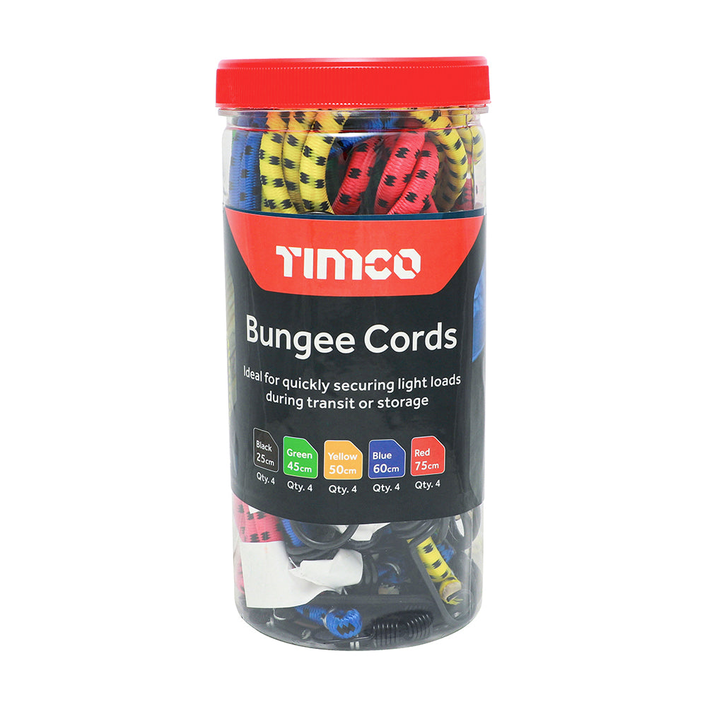 TIMCO Bungee Cords with Laminated Hook Mixed Pack - 20pcs - Image