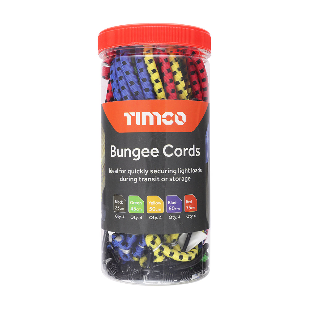 TIMCO Bungee Cords with Laminated Hook Mixed Pack - 20pcs - Image